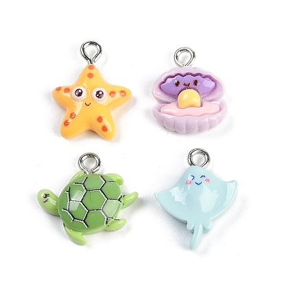 Подвески из смолы в виде морских организмов, с железной платиной петлей