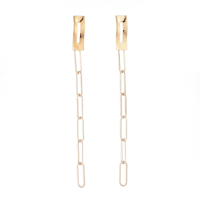 Dangle Stud Earring, with Iron Paperclip Chains, 304 Stainless Steel Stud Earring Findings and Ear Nuts