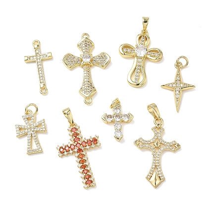 Пасхальные религиозные подвески из латуни с микропаве и кубическим цирконием, крест прелести, реальный 18 k позолоченный