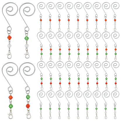 100 шт. 4 стили сплава рождественский крючок, с застежками-карабинами из стеклянных бусин и сплава