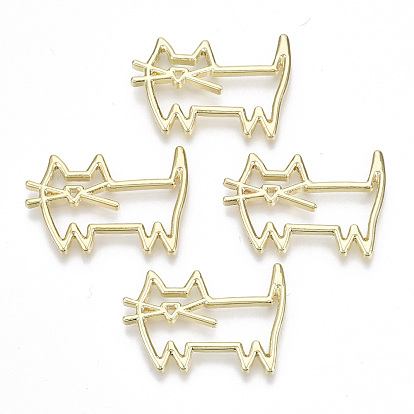 Cabochons de lunette arrière ouverte en alliage de placage à crémaillère, pour diy uv résine, une résine époxy, Bijoux à fleurs pressées, sans cadmium et sans plomb, forme de chat