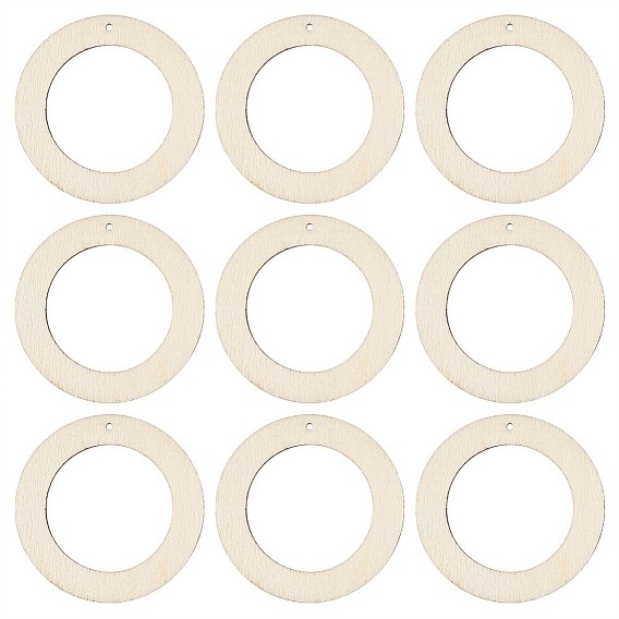 50 деревянные подвески, неокрашенными, кольцо