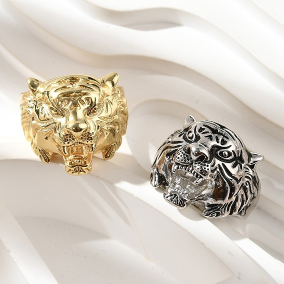 Латунные манжеты для женщин и мужчин, голова тигра