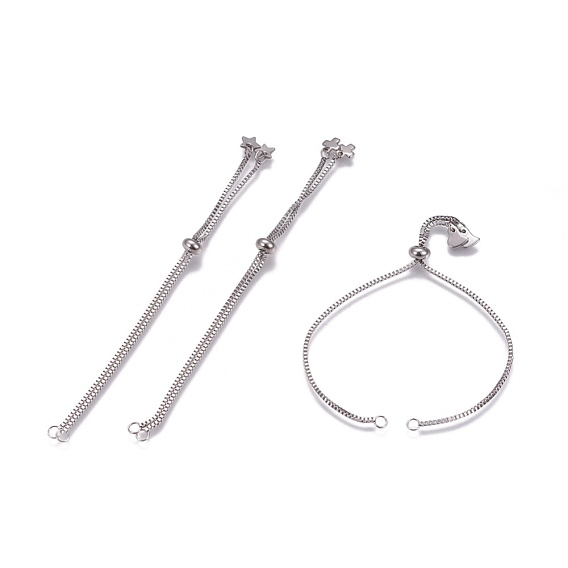 Stainless Steel Slider Bracelet Making, with Box Chains, Mixed Shapes
