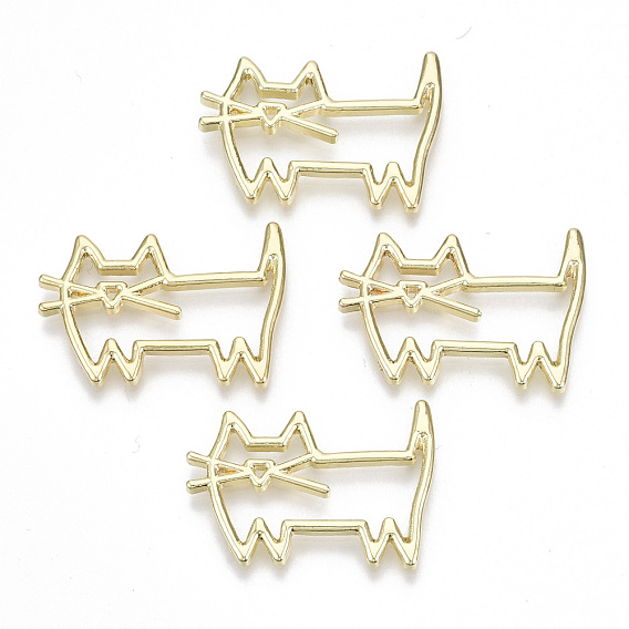 Rack Plating Alloy Open Back Bezel Cabochons, For DIY UV Resin, Epoxy Resin, Pressed Flower Jewelry, Cadmium Free & Lead Free, Cat Shape
