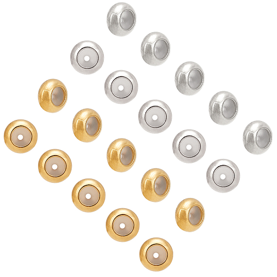 201 Edelstahlkugeln, mit Gummi innen, Schieberegler Perlen, Rondell
