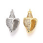 Латунные микропаве прозрачные подвески с фианитом, без кадмия и без свинца, раковина, с целью перехода в кольце