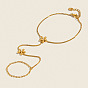 304 Stainless Steel Flower Hand Chain Ring Bracelets for Women