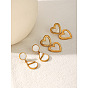 304 Stainless Steel Shell Stud Dangle Earrings for Women, Golden