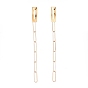 Dangle Stud Earring, with Iron Paperclip Chains, 304 Stainless Steel Stud Earring Findings and Ear Nuts