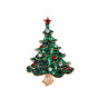 Christmas Tree Alloy Enamel Brooches, with Rhinestone, Enamel Pins, Light Gold