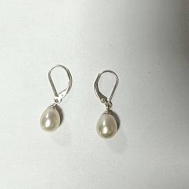 925 boucles d'oreilles à levier en argent sterling et perles naturelles pour femmes, larme