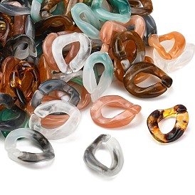 Transparent Acrylic Linking Rings, Quick Link Connectors, For Jewelry Curb Chains Making, Two Tone, Imitation Gemstone Style, Twist