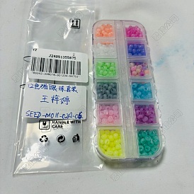 576 piezas 12 colores cuentas de semillas de vidrio, ojo imitación gato, Rondana plana