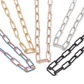 304 Stainless Steel Textured Paperclip Chains Necklace for Women