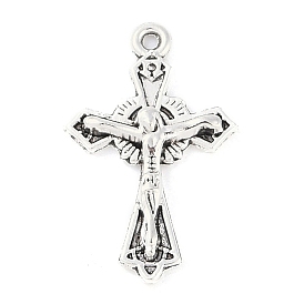 Tibetan Style Zinc Alloy Pendants, For Easter, Lead Free & Cadmium Free, Crucifix Cross, 23.3x15x3mm, Hole: 1mm, about 500pcs/500g