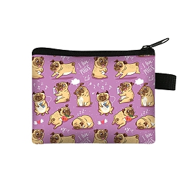 Rectangle avec chien portefeuilles en polyester avec fermeture éclair, bourse de changement, pochette pour femme