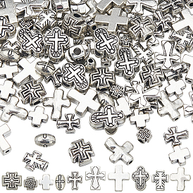 100 шт 10 стили бусины из сплава в тибетском стиле, крестик