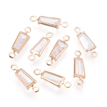 Латунные подвески-звенья/соединители с прозрачными кубическими циркониями, трапециевидные