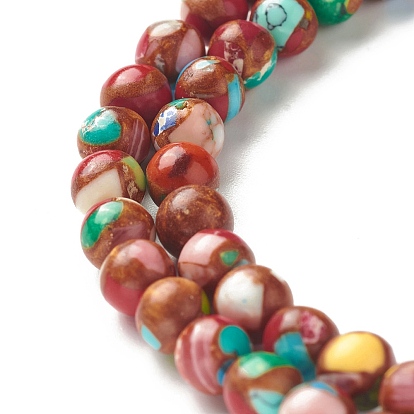 Assembled Natural & Dyed Magnesite Beads Strands, Round