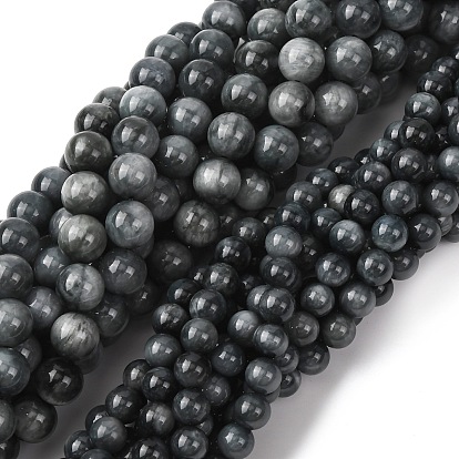 Natural Eagle Eye Stone Beads Strands, Round, Smooth