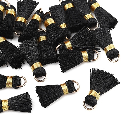 20pcs décorations de pompons en polycoton (coton polyester) faites à la main, décorations pendantes, avec boucles en fer doré