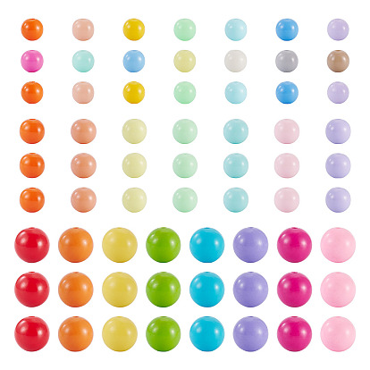 502 шт 3 стили непрозрачные акриловые бусины, круглые
