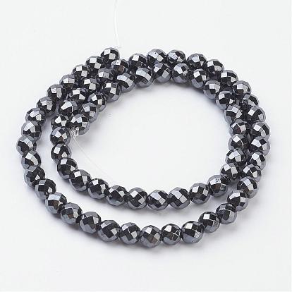 Non-Magnetic Synthetic Hematite Beads Strands, Faceted(128 Facets), Round