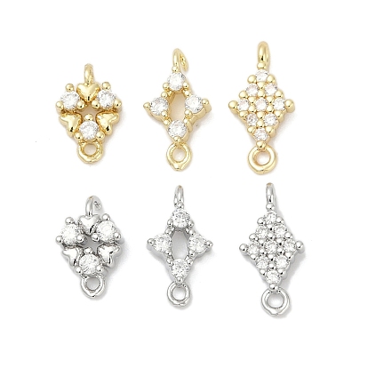 Шармы-соединители из латуни с микропаве из прозрачного кубического циркония, долговечный