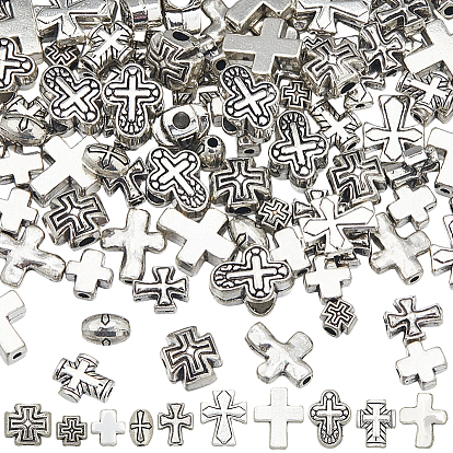 100 шт 10 стили бусины из сплава в тибетском стиле, крестик