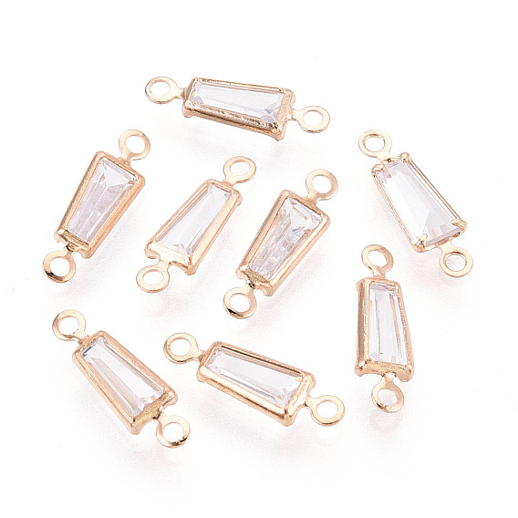 Латунные подвески-звенья/соединители с прозрачными кубическими циркониями, трапециевидные