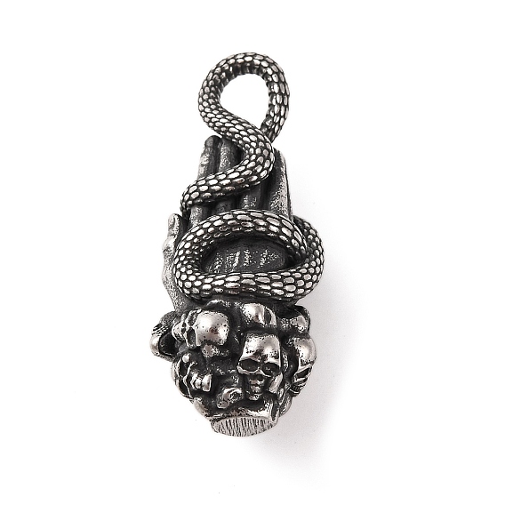 316 хирургические подвески из нержавеющей стали, Молящиеся руки с амулетом в виде змеи и черепа