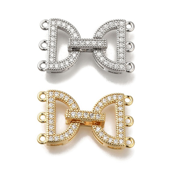 Латунное микропейв, прозрачный кубический цирконий, складные застежки, без кадмия, без никеля и без свинца, 2 нитей, 6-луночное, арка