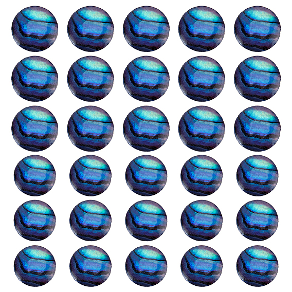 30 шт. 2 стили кабошоны из натуральной раковины морского ушка/ракушки пауа, полукруглые / купольные