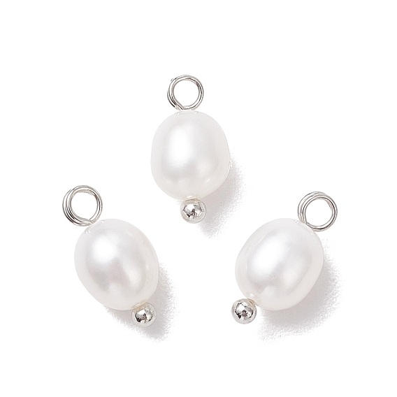 Натуральные культивированные пресноводные жемчужные рисовые подвески, с латунными шариковыми петлями, кремово-белые