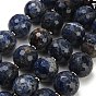 Natural Sodalite European Beads Strands, Large Hole Beads, Round, Faceted