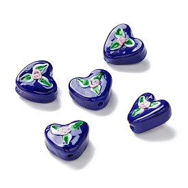 Handmade Lampwork Beads, Heart with Flower