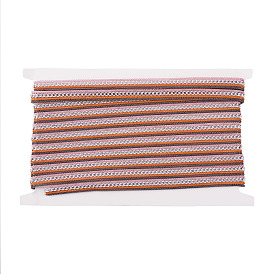 Polyester Yarn Ribbon, with Iron Curb Chain, Flat