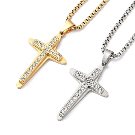 201 ожерелья с кулоном в виде креста из нержавеющей стали и стразами