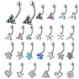 G23 серьги-гвоздики с изогнутой штангой и кубическим цирконием из титана, платина