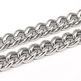 201 Stainless Steel Cuban Link Chains, Curb Chains, Unwelded