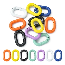 10Pcs Spray Painted Alloy Spring Gate Rings, Oval Ring