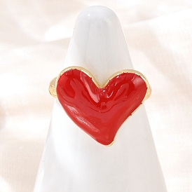 Латунные эмалевые регулируемые манжеты для женщин, сердце, стойки покрытие, долговечный, без кадмия и без свинца