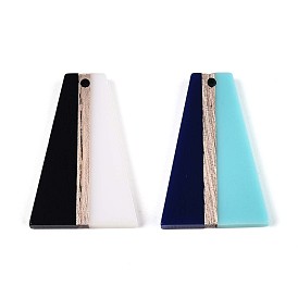 Кулоны из непрозрачной смолы и дерева, трапециевидные, два тона