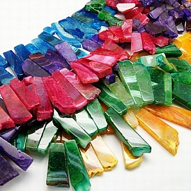 Natural Crackle Agate Graduated Beads Strands, Dyed, Rectangle, 25~60x16~28x6mm, Hole: 2mm, about 25pcs/strand, 17.1 inch