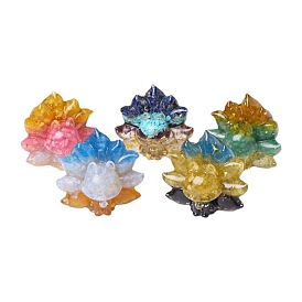 Resin Nine-tailed Fox Figurines, with Mixed Gemstone Chips inside Statues for Home Office Decorations