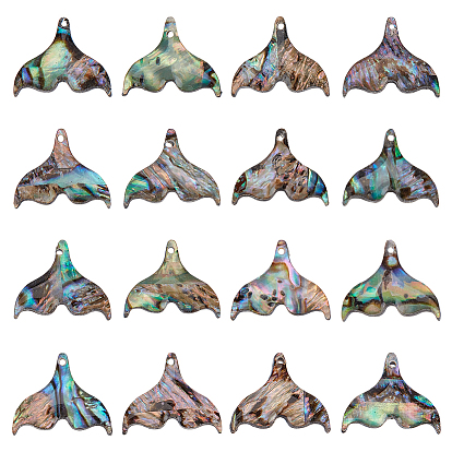 16 шт. подвески в виде хвоста кита из натуральной ракушки пауа