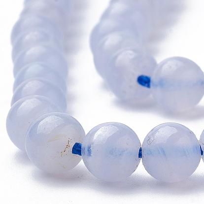 Natural Blue Chalcedony Bead Strands, Round