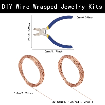 Kits de joyería envueltos en alambre de bricolaje, con alicates de corte lateral de hierro y alambre de aluminio