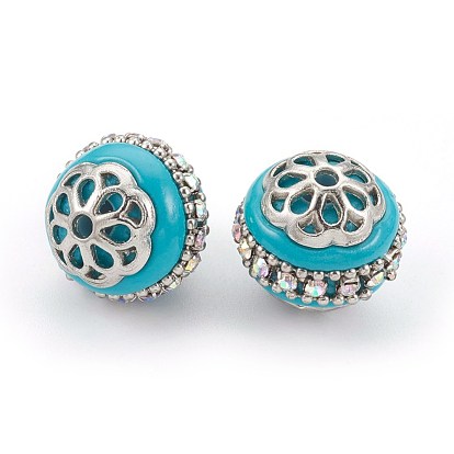 Handmade Indonesia Beads, with Metal Findings, Round, Platinum